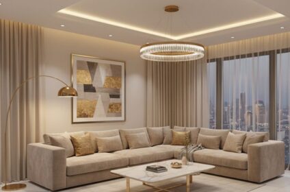 Elegant Beige & Gold Living Room