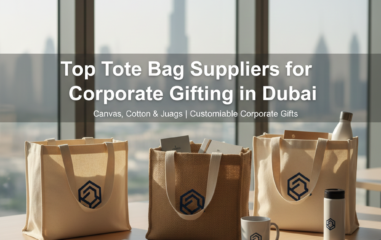 Luxury canvas and jute tote bags for corporate gifting in Dubai with embroidery, leather handles, and branded prints